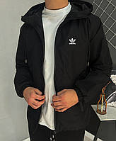Ветровка мужская Adidas черная на весну осень водоотталкивающая плащевка куртка Адидас M