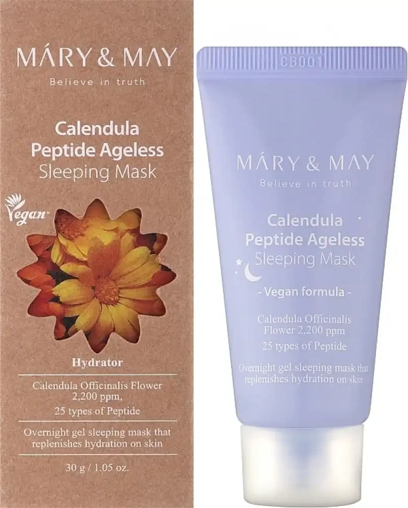 Нічна антивікова маска з пелюсток календули Mary&May Calendula Peptide Ageless Sleeping Mask, 30g