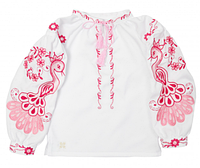 Рубашка вышиванка для девочки Птица р92, розовый