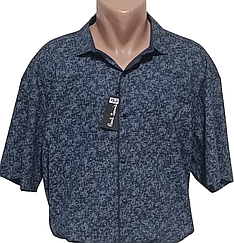 Батальна чоловіча теніска Paul Smith vk-0137 синя в принт Туреччина чоловіча сорочка короткий рукав ошатна 9XL