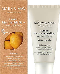Линяна маска для надання сяйва з ніацинамідом та цедрою лимона Mary&May Lemon Niacinamide Glow Wash Off Pack, 30 мл