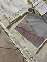 Комплект постельного белья Blumarine Babette 270x290 см Бежевый с полосой макраме и логотипом из кристаллов