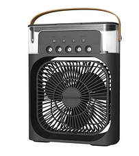 Портативний USB вентилятор з водяним охолодженням Air Cooler Fan 4в1 Нічник зволожувач з LED підсвічуванням, чорний, фото 5