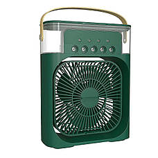 Портативний USB вентилятор з водяним охолодженням Air Cooler Fan 4в1 Нічник зволожувач з LED підсвічуванням, зелений, фото 6