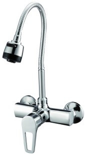 Змішувач ZEGOR (TROYA) кухня настіна EDN12-A183 з гнучким виливом гофрогусак