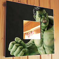 Декоративное зеркало "Халк. Hulk. Супергерой. Комиксы" красивое украшение для детской комнаты, подарок ребенку