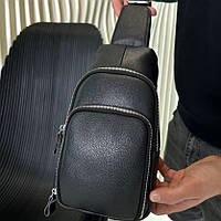 Шкіряний чоловічий слінг-рюкзак у класичному стилі VINTAGE 4702