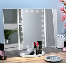 Косметичне потрійне LED дзеркало з підсвіткою Magnifying Mirror, фото 5
