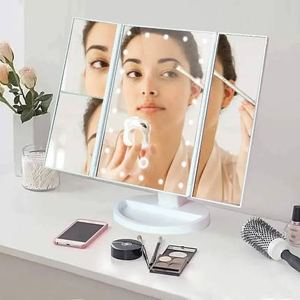 Косметичне потрійне LED дзеркало з підсвіткою Magnifying Mirror, фото 1