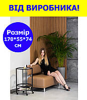 Диван офисный классический из экокожи коричневый 170*55 см от производителя, диванчик для клиентов