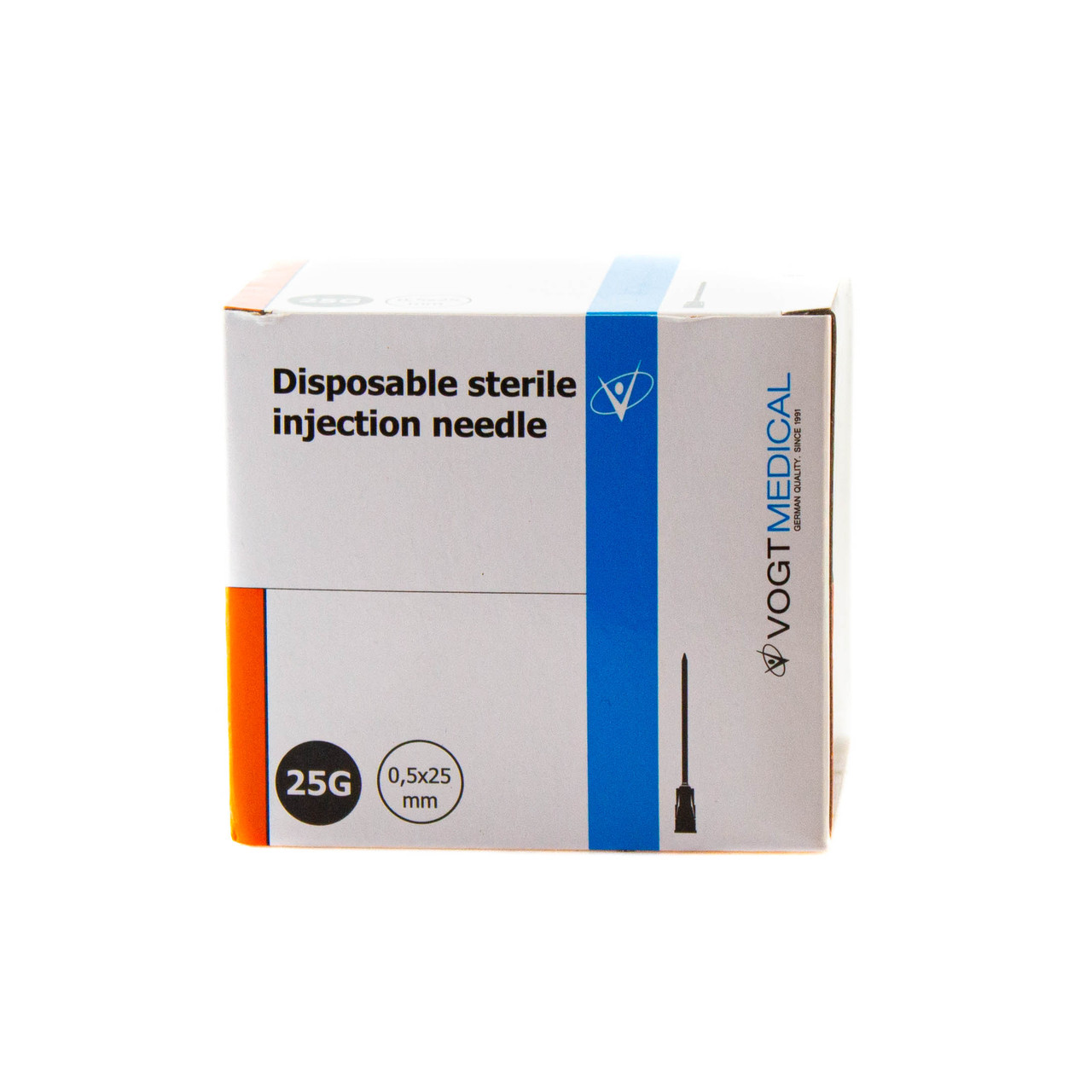 Голки ін'єкційні стерильні 25G (0.5х25 мм) Vogt Medical (100 шт./ уп.)