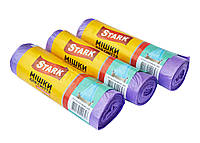Мусорные пакеты 35 литров (15 шт/уп) с завязками фиолетовые (TM STARK) 50* 60 см