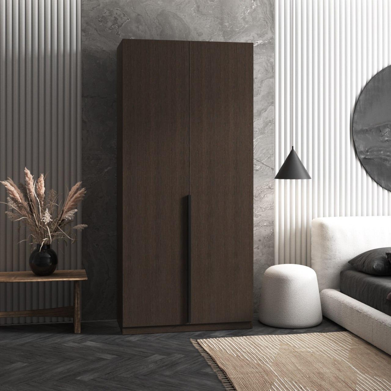 Шафа венге зі штангою та 6 полицями з чорними ручками 100*219*50 см, фото 1