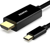 Кабель USB Type-C-HDMI BENFEI совместимый с iPhone 15 Pro/Max, MacBook Pro/Air 2023, iPad Pro, Surface Book 2
