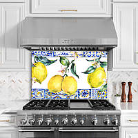 Стеклянная панель для кухни "Лимоны"