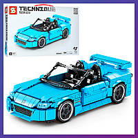 Детская машинка конструктор Спортивный автомобиль 8307 инерция 792 деталей синяя