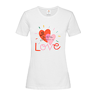 Белая женская футболка С надписью про любовь (31-3-12-білий)