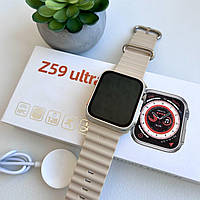 Смарт часы Фитнес браслет трэккер Smart Watch Z59 ultra пульсометром тонометром с NFC бежевые + Подарок
