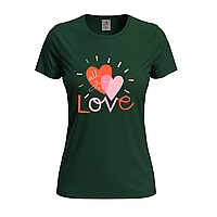 Темно-зеленая женская футболка С надписью про любовь (31-3-12-темно-зелений)
