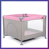 Дитячий ігровий манеж-ліжко квадратний El Camino ME 1097 CASTLE Pink Gray рожевий