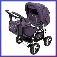 Детская универсальная коляска трансформер Adamex Young N-104 фиолетовый дождевик москитная сетка