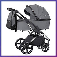 Детская универсальная коляска CARRELLO Aurora CRL-6505 (2in1) Carbon Grey Серый резиновые колеса + дождевик