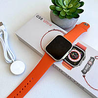 Умные смарт часы Smart Watch GS8 ULTRA bluetooth с шагомером тонометром счетчик калорий украинский язык Оранж