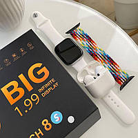 Набор 3 в 1 Умные смарт часы + беспроводные наушники + сменный ремешок Infinity Watch 8+ Pro 4 Белый