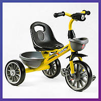 Детский трехколесный велосипед Best Trike BS-16390 фара с музыкой и светом 2 корзины Желтый