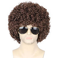 Перука 70-х Funky Hippie чоловіче темно-коричневе кучеряве волосся