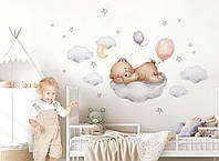 Наклейка на стіну Little Deco DL8322 в дитячу кімнату Плюшевий ведмедик на хмарі