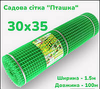 Сітка пластикова 30х35мм 1.5х100м зелена для саду та огорожі свійської птиці CDR