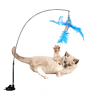 Игрушка дразнилка для кота на палочке на присоске Удочки-дразнилки для кошек рыбка