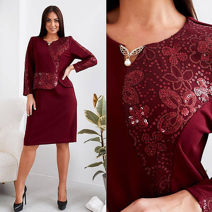 Стильна жіноча сукня, тканина "Креп Дайвінг" розмір 56, фото 1