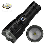 Ліхтар ручний прожектор WHITE LASER LED PM60-TG, 4 аккум. power bank, zoom, Type-C, чохол, фото 8