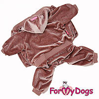 Велюровый комбинезон для собак For My Dogs перламутровый велюр утепленный розового цвета_TT