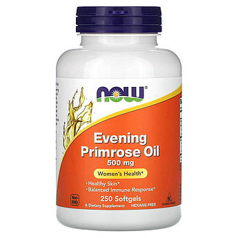 Олія вечірньої примули 500 мг Now Foods Evening Primrose для жіночого здоров'я 250 капсул