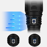 Ліхтар ручний прожектор WHITE LASER LED PM60-TG, 4 аккум. power bank, zoom, Type-C, чохол, фото 11