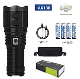 Ліхтар ручний прожектор WHITE LASER LED PM60-TG, 4 аккум. power bank, zoom, Type-C, чохол, фото 10