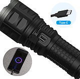 Ліхтар ручний прожектор WHITE LASER LED PM60-TG, 4 аккум. power bank, zoom, Type-C, чохол, фото 9