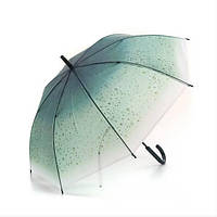 Зонт женский RST RST940 Капли дождя Dark Green трость z118-2024