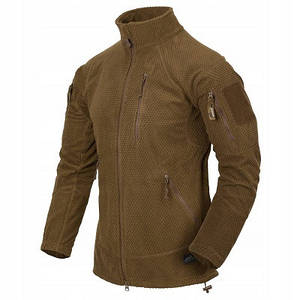 Толстовка флісова койот Helikon-Tex Alpha Tactical Grid Fleece H2147 куртка кофта на блискавці BL-ALT-FG-11-B06