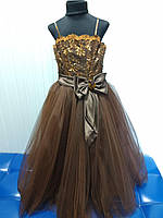 Красива випускна сукня для дівчинки дитяча Silk Road на свято Новий Рік 0148 122-128 см коричневе