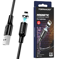Кабель USB-Lightning TORNADO TX14 Magnetic (2,4A/1м) чорний