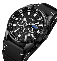 Мужские наручные кварцевые часы Skmei 9249 (Черные с черным дисплеем)