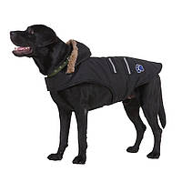 Жилетка-попона для собак одежда для мелких и средних пород Multibrand с капюшоном "PAW" черная_TT