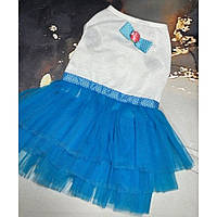 Платье для собак Multibrand "Бантик с розочкой" голубой_TT