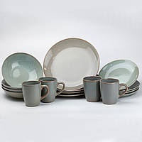 Столовый сервиз керамический серо - зеленый на 4 персоны (16 предметов) Набор посуды для сервировки