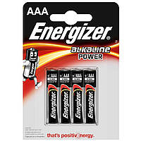 Батарейка щелочная Energizer Alkaline Power LR03, ААА, 1.5V, блистер 4 шт. (TV)