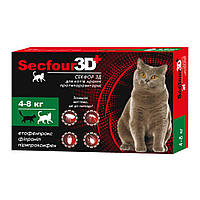 Secfour 3D капли для котов противопаразитные (этофенпрокс/фипронил/пирипроксифен) 1 мл 4-8кг_TT